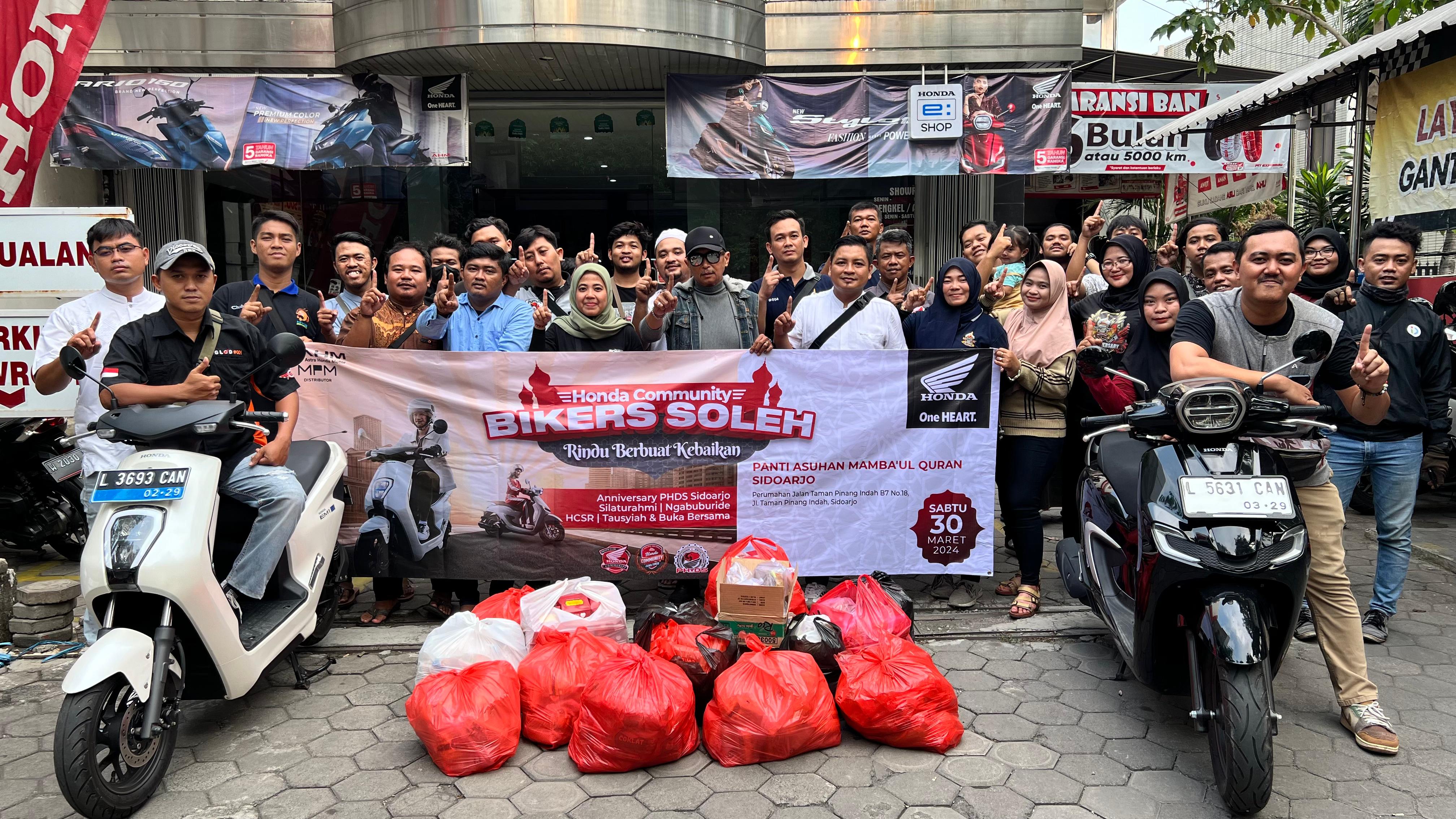 Berburu Berkah Ramadan, Paguyuban Honda Delta Sidoarjo Gelar Honda Community Bikers Sholeh.​